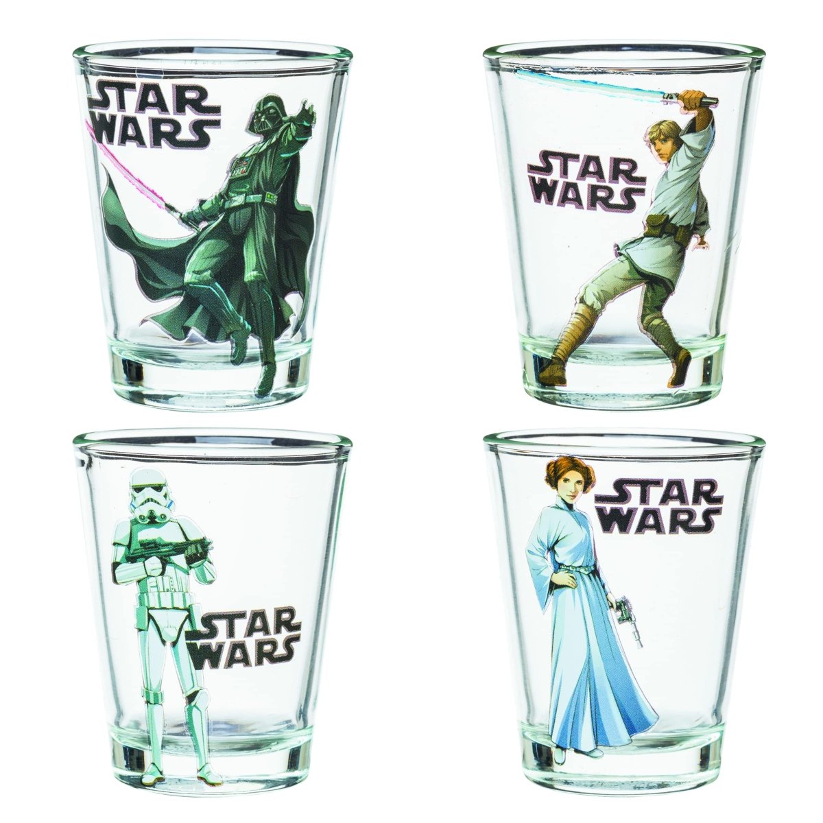 Silver Buffalo Nickelodeon Retro Featuring Rocko, Angelica, Stimpy, and Arnold 4 Pack Mini Glass Set, 1.5 Ounces - Throwback Paradise