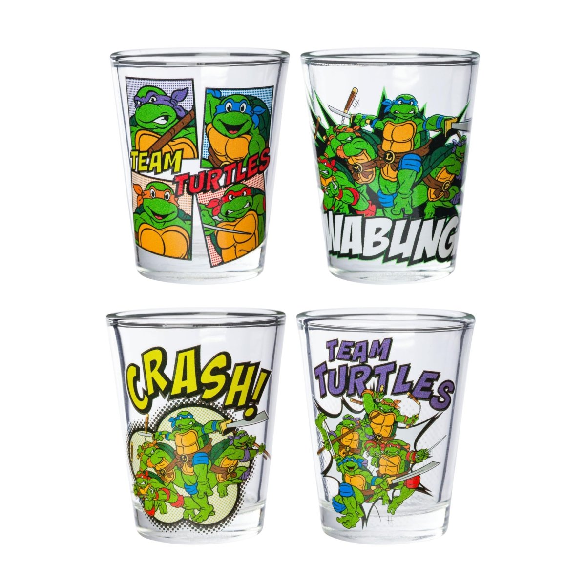 Silver Buffalo Nickelodeon Retro Featuring Rocko, Angelica, Stimpy, and Arnold 4 Pack Mini Glass Set, 1.5 Ounces - Throwback Paradise