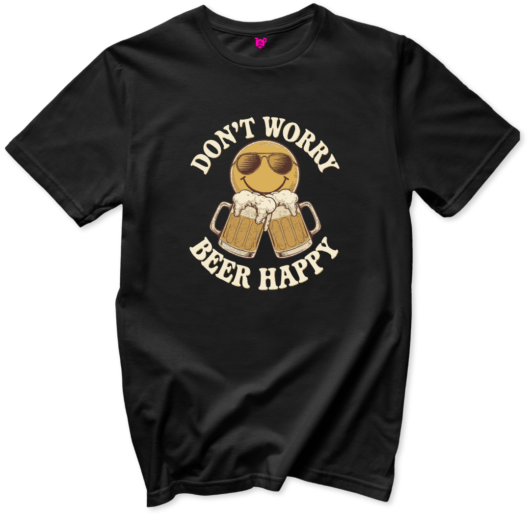 Don't Worry Beer Happy T-Shirt - Throwback Paradise