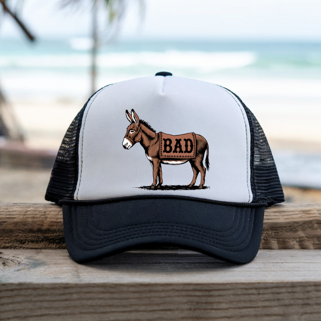 Printify Hats Black / One size Bad Ass - Trucker Hat
