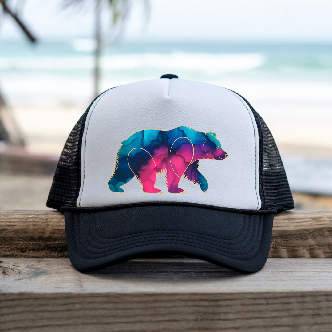 Printify Hats Black / One size Gradient Grizzly - Trucker Hat