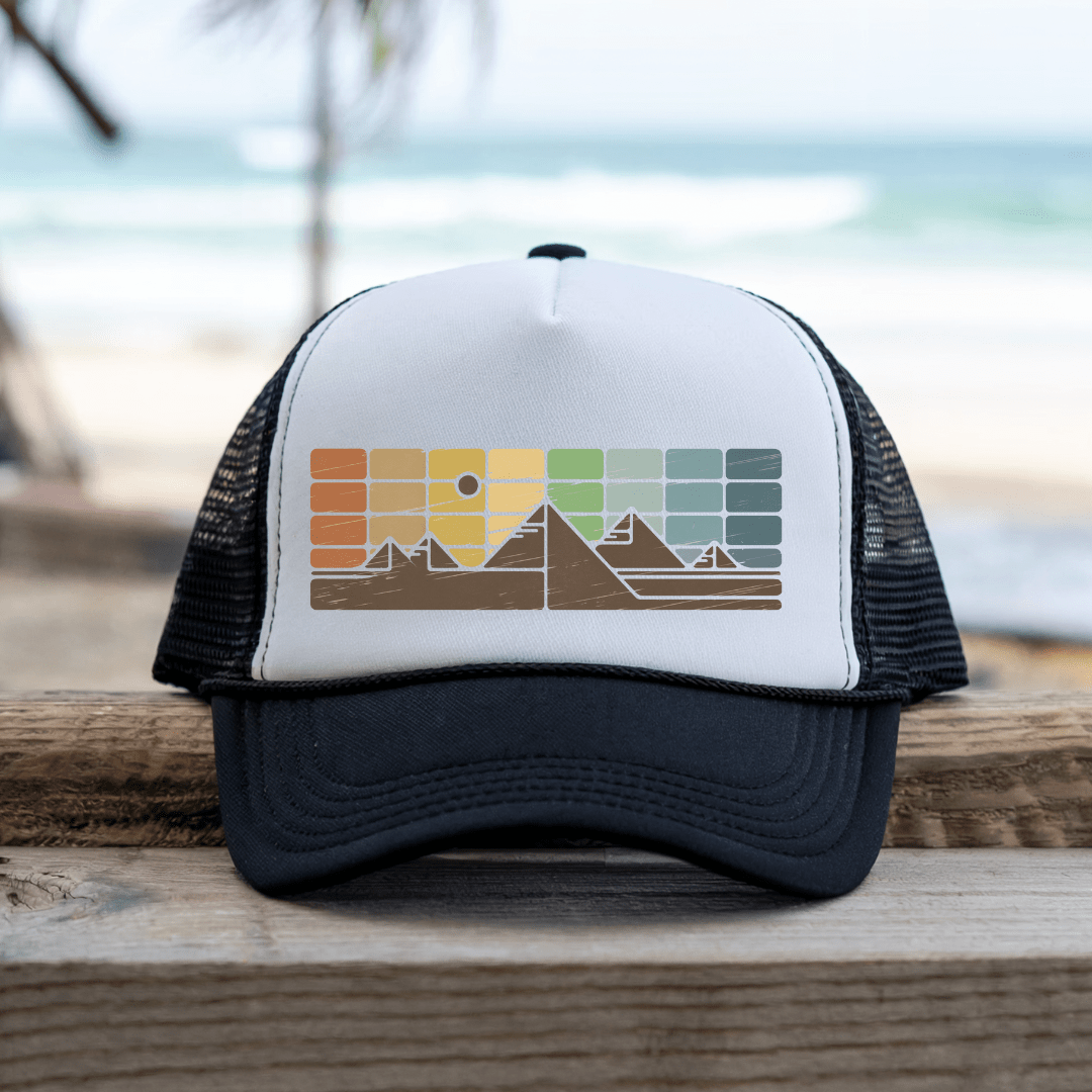 Printify Hats Black / One size Retro Mountain Horizon - Trucker Hat