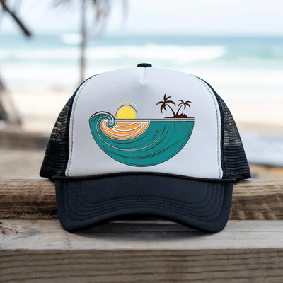 Retro Tropical Bliss - Trucker Hat - Throwback Paradise