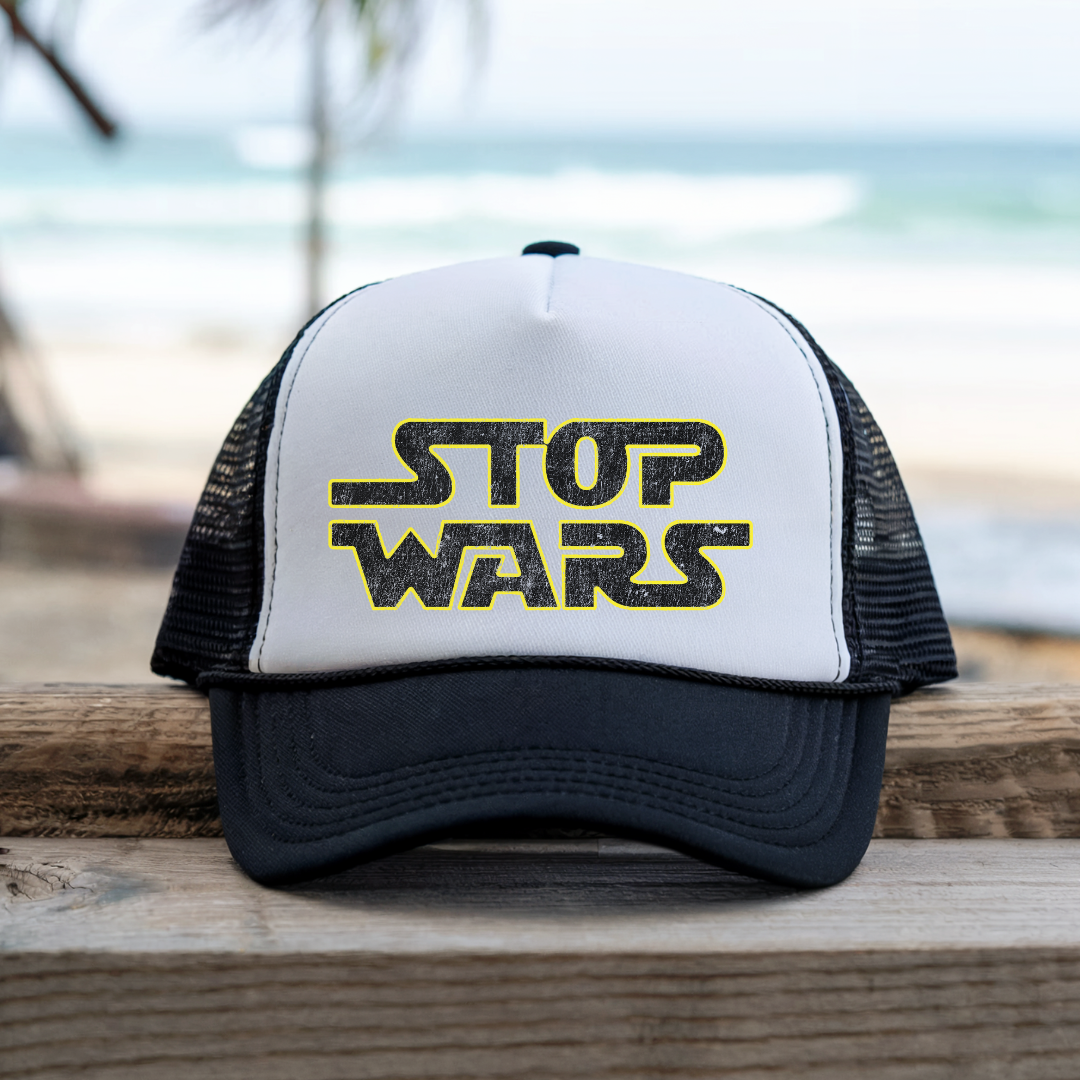 Printify Hats Black / One size Stop Wars - Trucker Hat