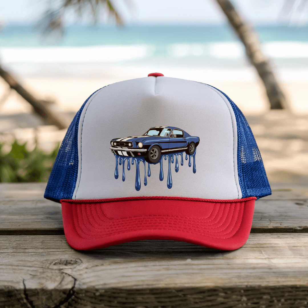 Printify Hats Blue/Red / One size Muscle Car - Trucker Hat
