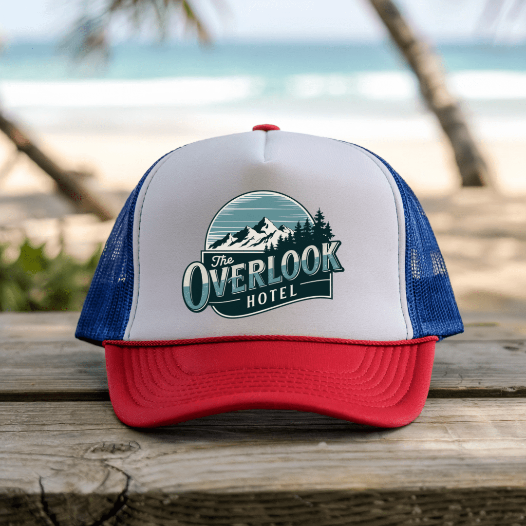 Printify Hats Blue/Red / One size Overlook Hotel - Trucker Hat