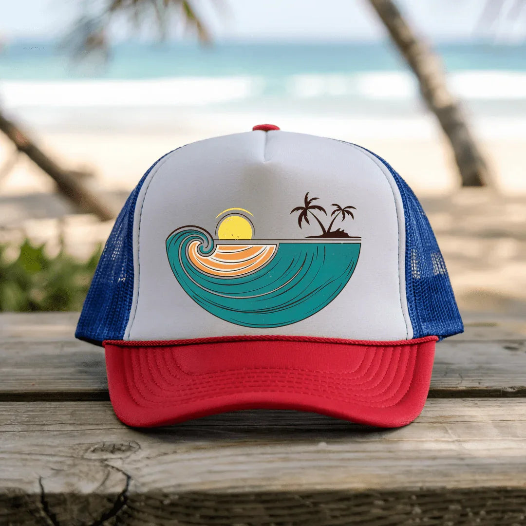 Retro Tropical Bliss - Trucker Hat - Throwback Paradise