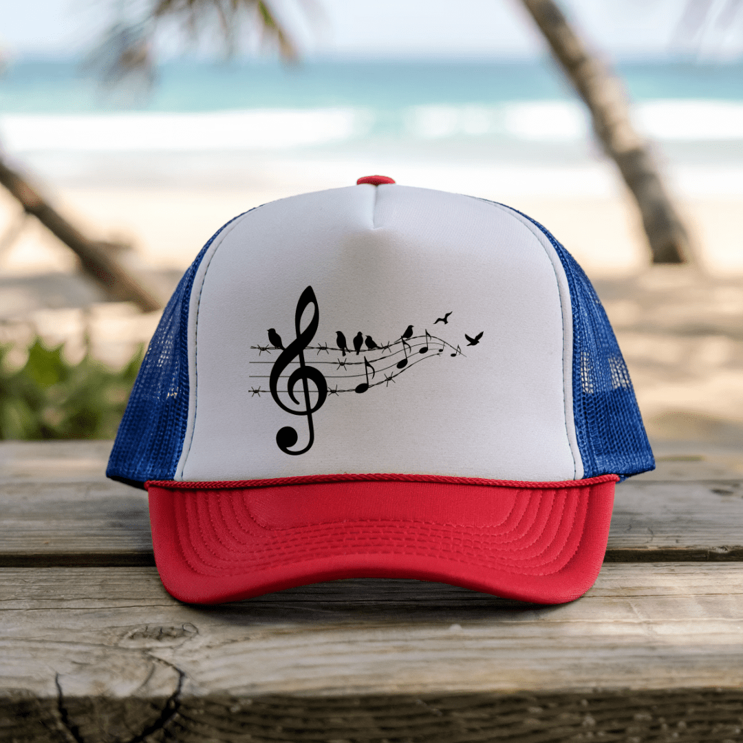 Printify Hats Blue/Red / One size Song Birds- Trucker Hat
