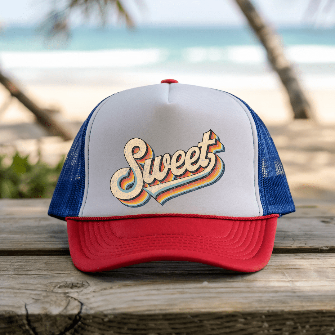 Printify Hats Blue/Red / One size Sweet - Trucker Hat