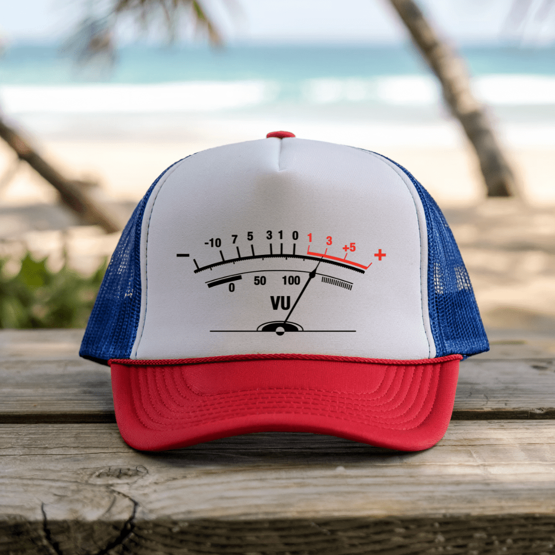 Printify Hats Blue/Red / One size VU Meter - Trucker Hat
