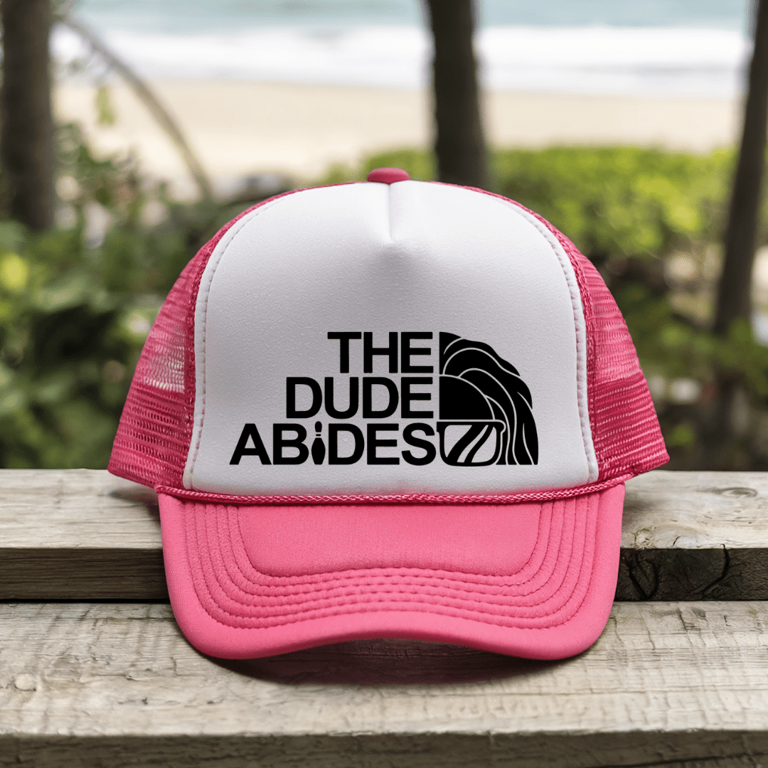 Printify Hats Pink / One size Dude Abides - Trucker Hat