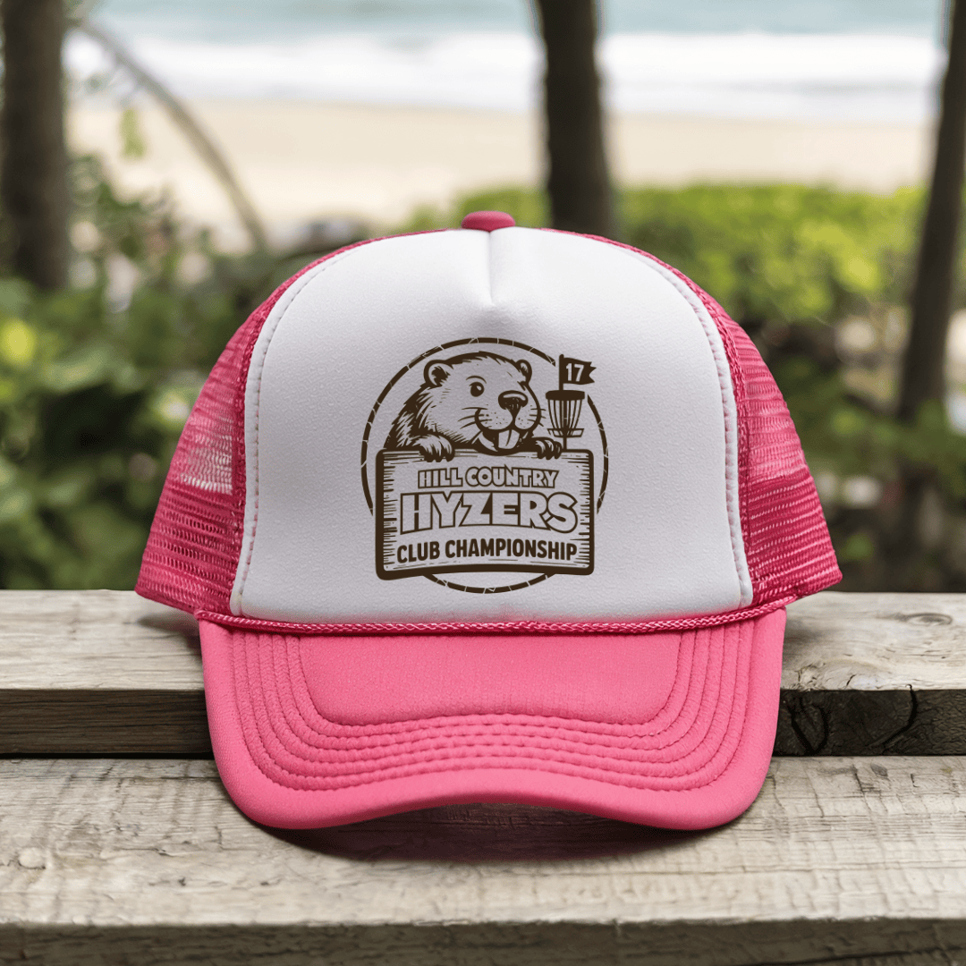 Printify Hats Pink / One size Hill Country Hyzers Disc Golf Championship - Trucker Hat