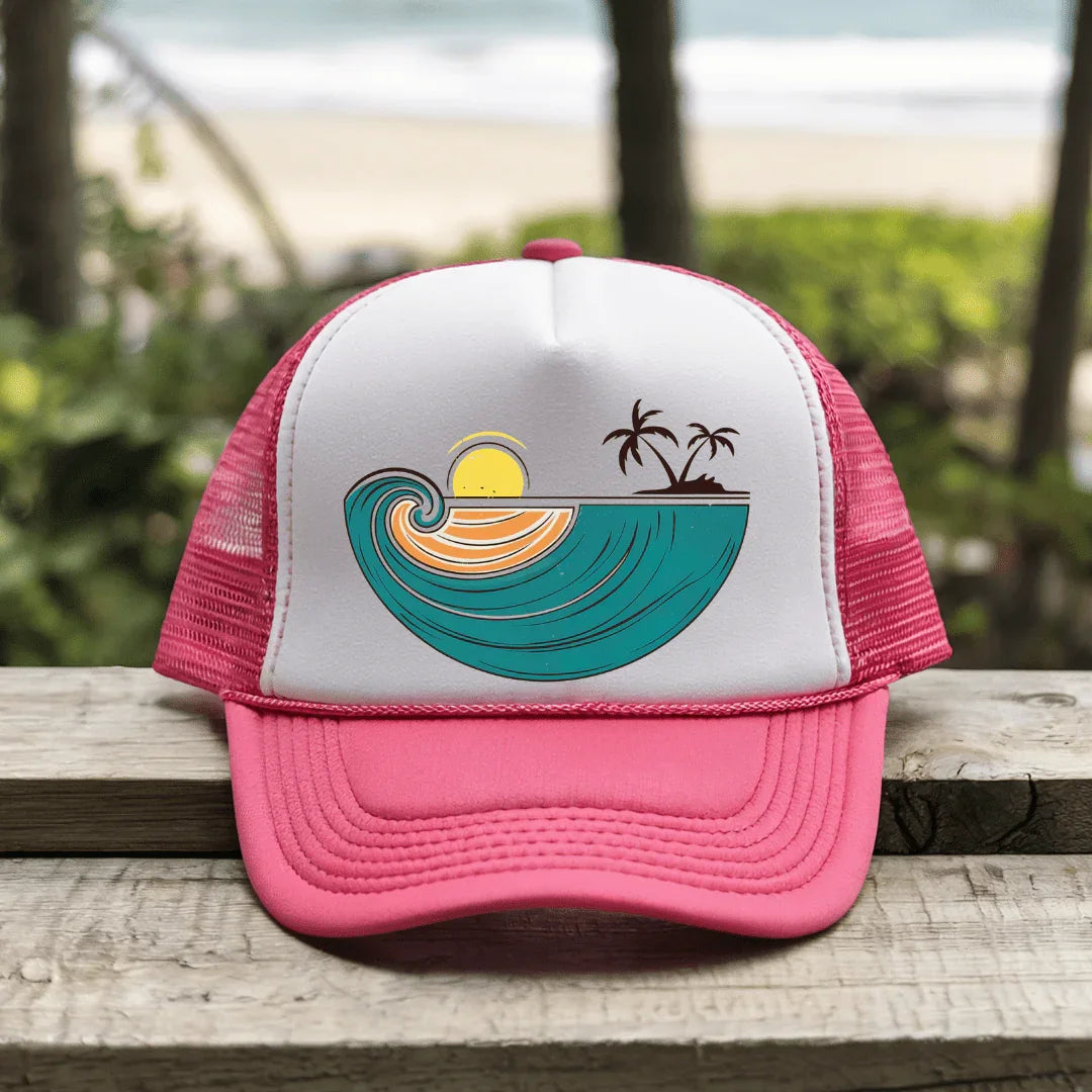 Retro Tropical Bliss - Trucker Hat - Throwback Paradise