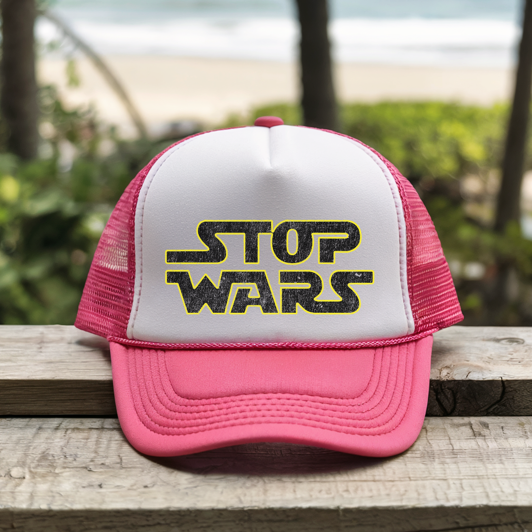 Printify Hats Pink / One size Stop Wars - Trucker Hat