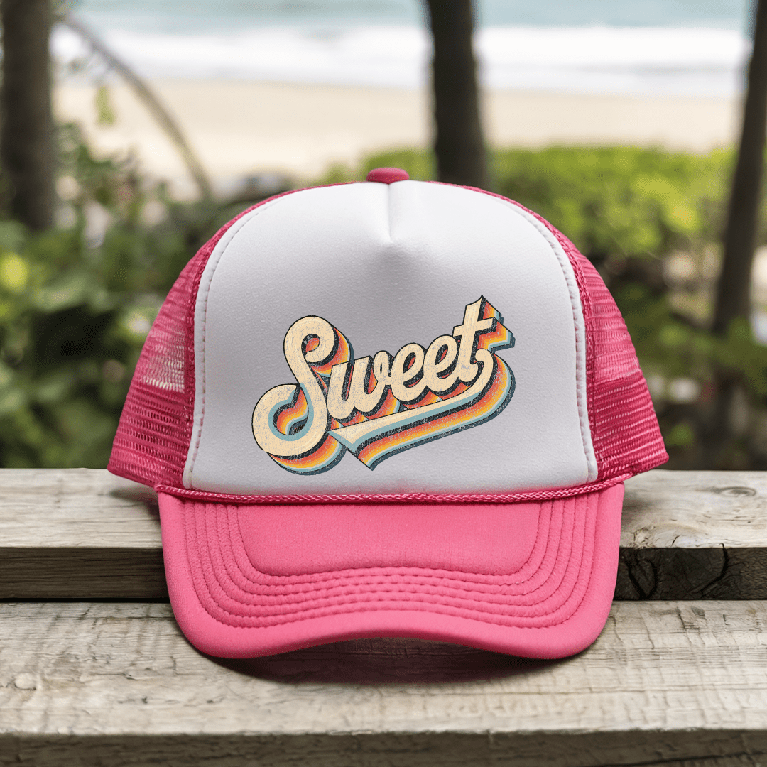 Printify Hats Pink / One size Sweet - Trucker Hat
