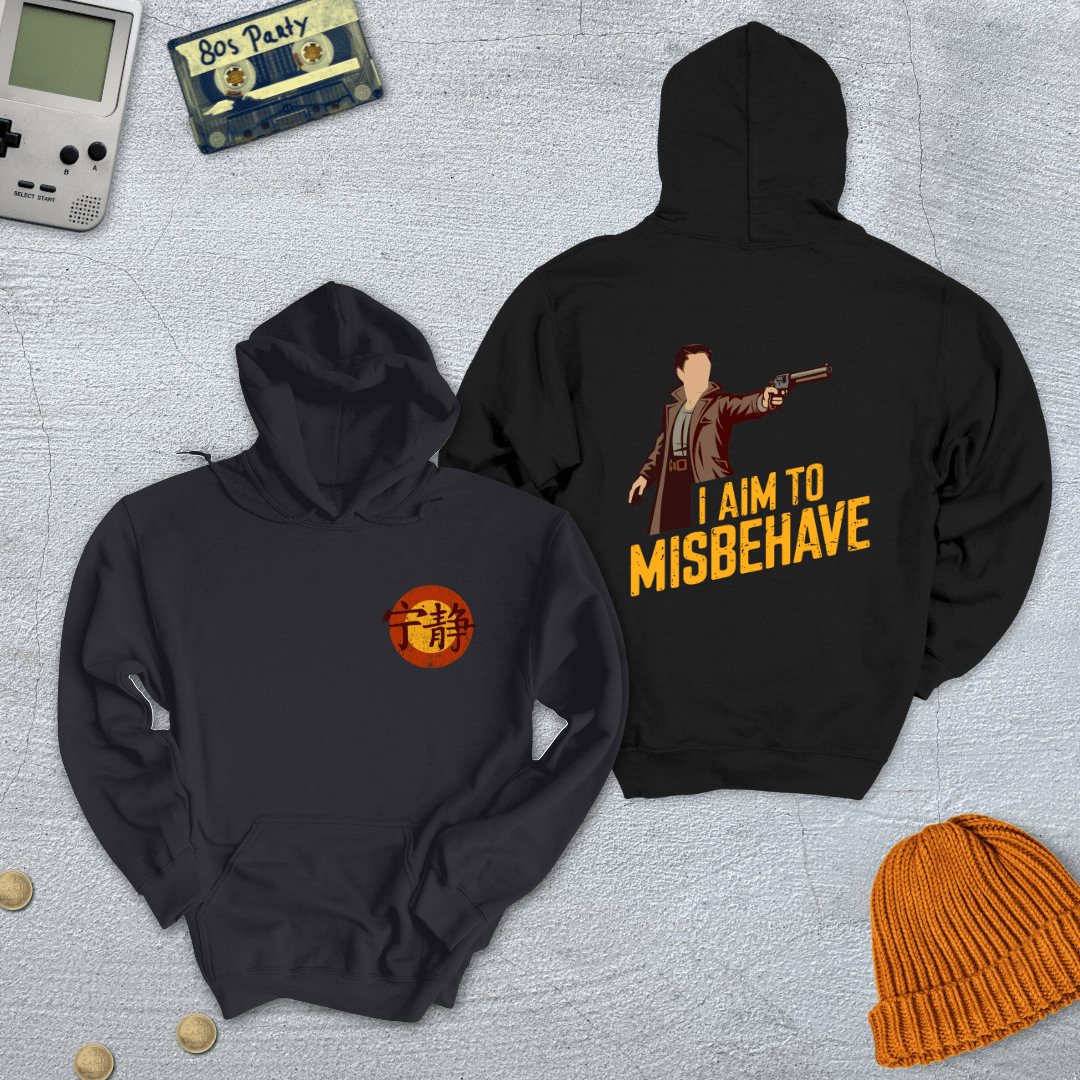 Printify Hoodie Black / S Aim to Misbehave - Hoodie