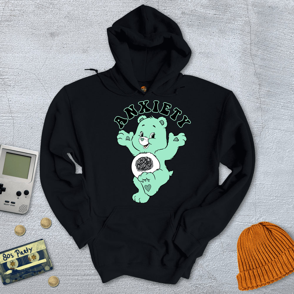 Printify Hoodie Black / S Anxiety Bear - Sweatshirt