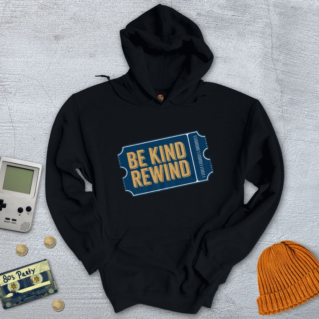 Printify Hoodie Black / S Be Kind Rewind - Hoodie