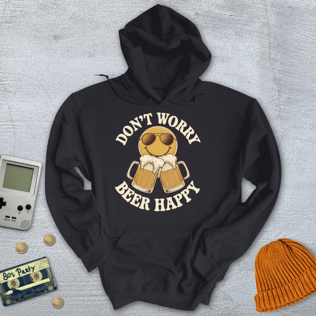 Printify Hoodie Black / S Don't Worry Beer Happy - Hoodie
