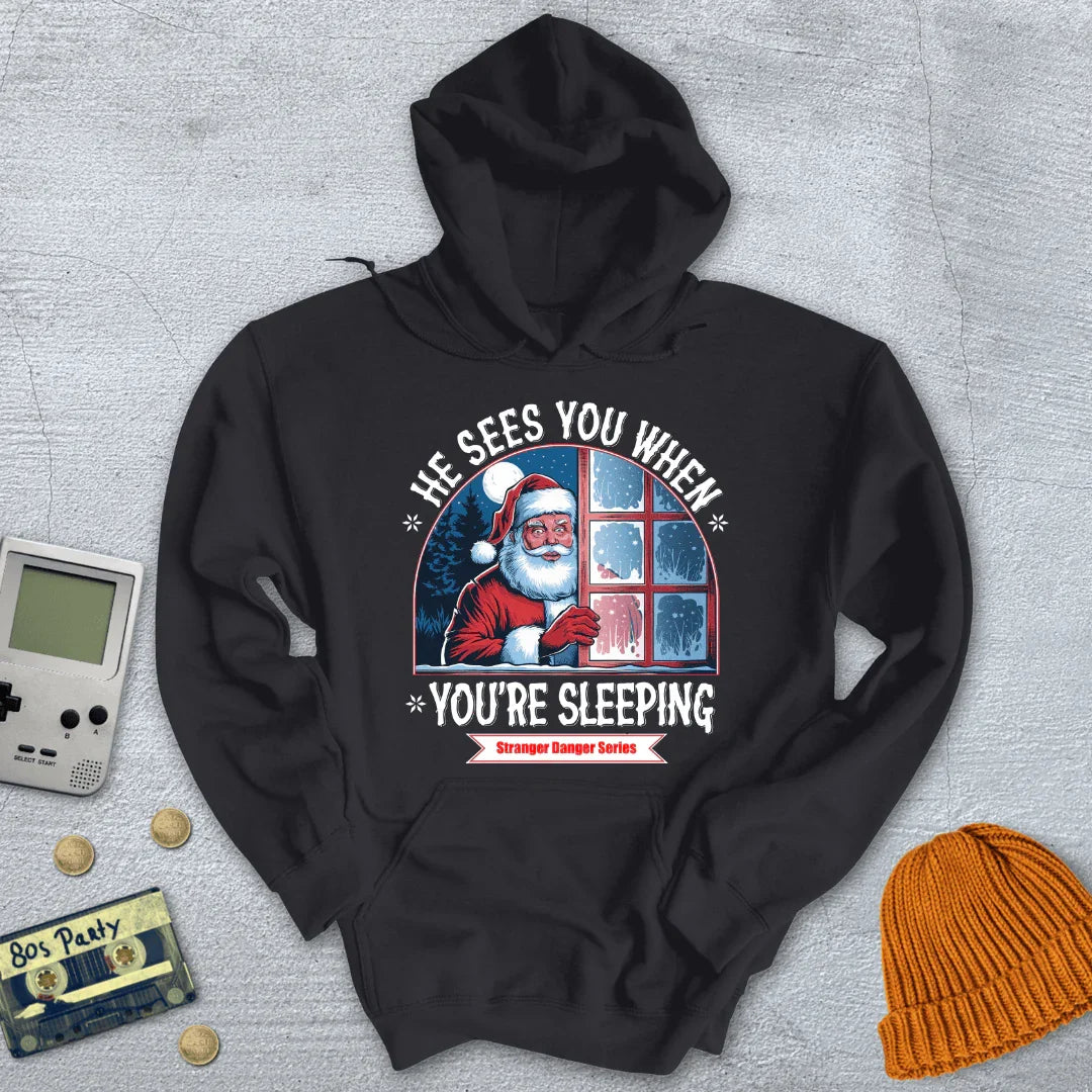 He Sees You When You're Sleeping - Hoodie - Throwback Paradise