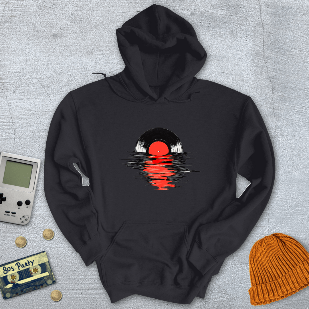 Printify Hoodie Black / S Record Sunset - Hoodie