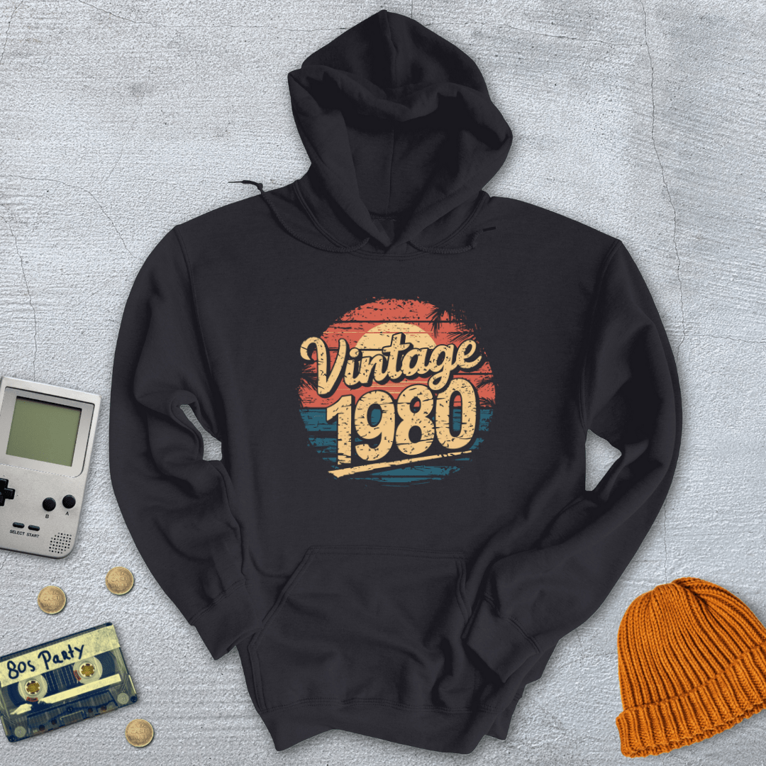Printify Hoodie Black / S Vintage 80s - Hoodie