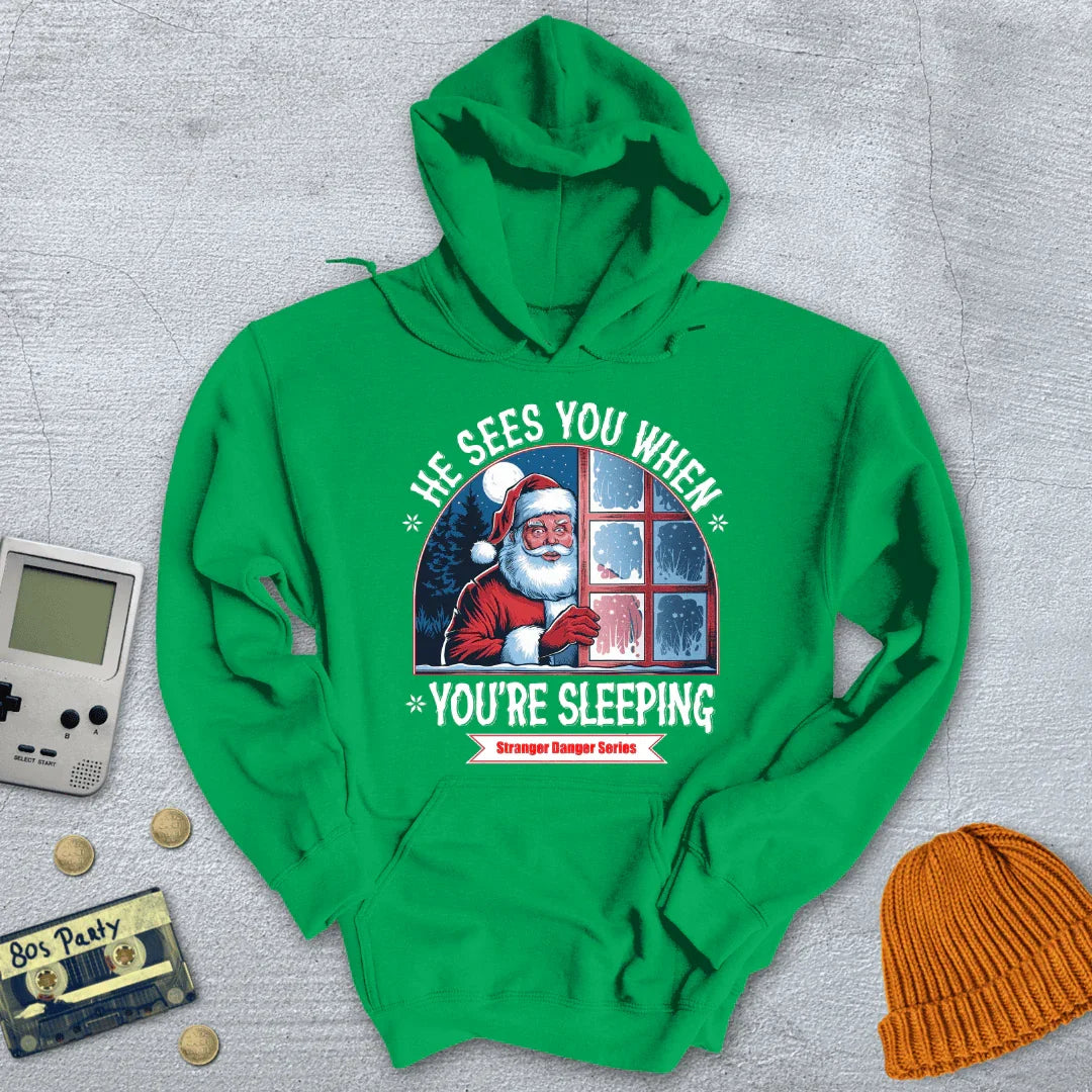 He Sees You When You're Sleeping - Hoodie - Throwback Paradise