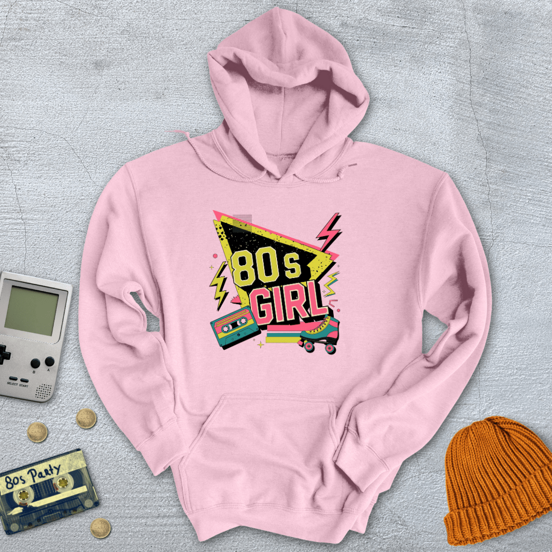 Printify Hoodie Light Pink / S 80's Girl - Hoodie
