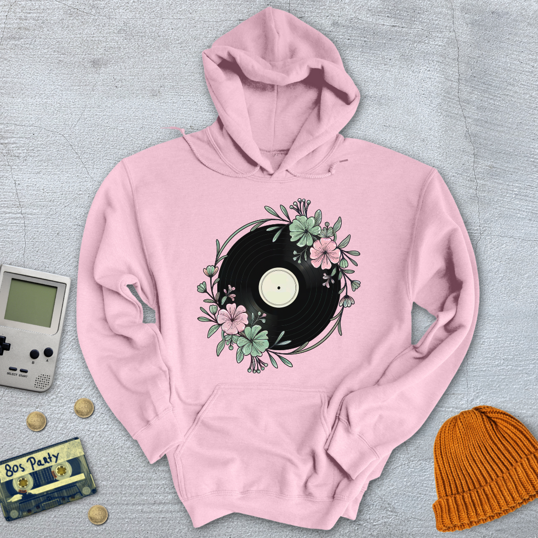 Printify Hoodie Light Pink / S Flower Record - Hoodie