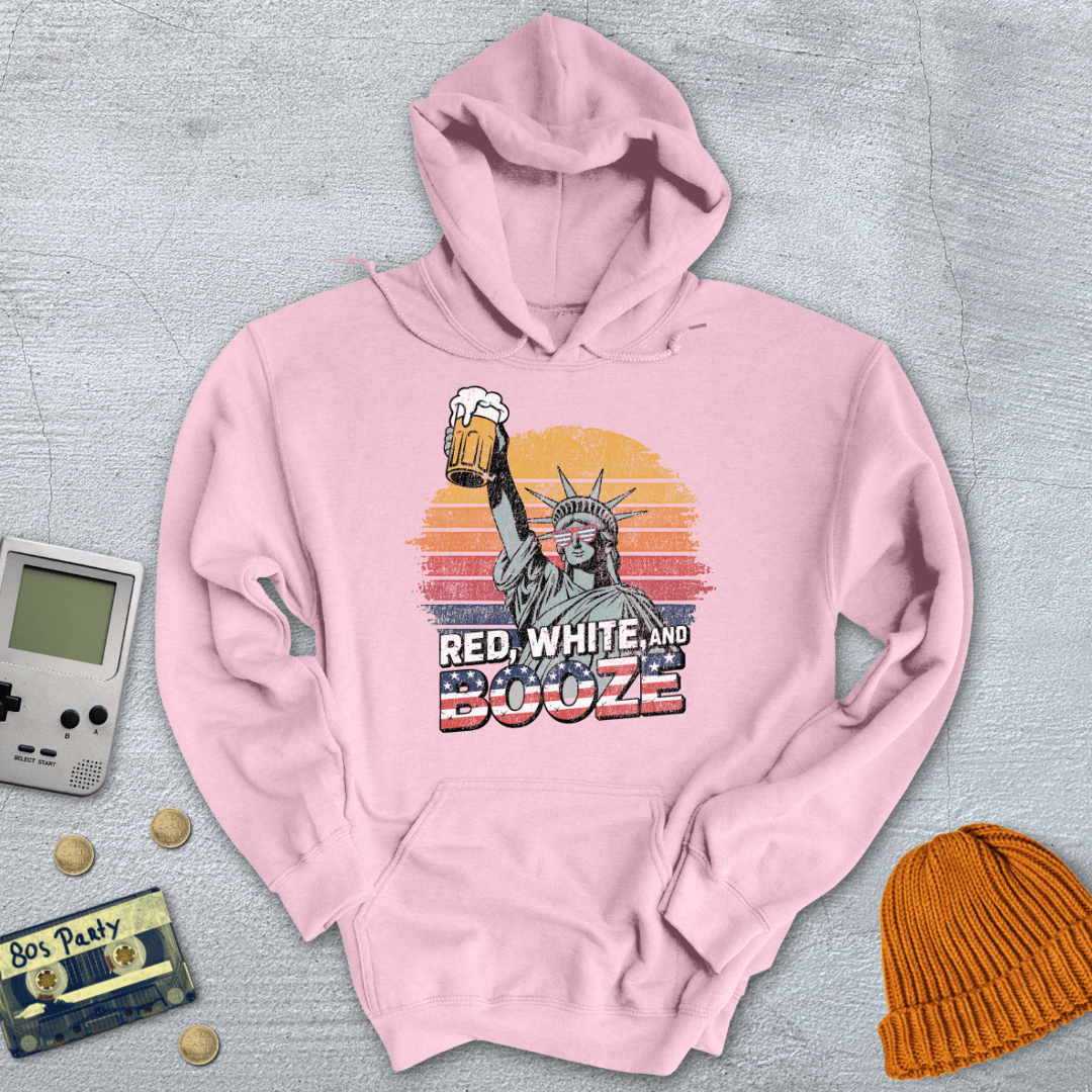 Printify Hoodie Light Pink / S Red White Booze - Hoodie