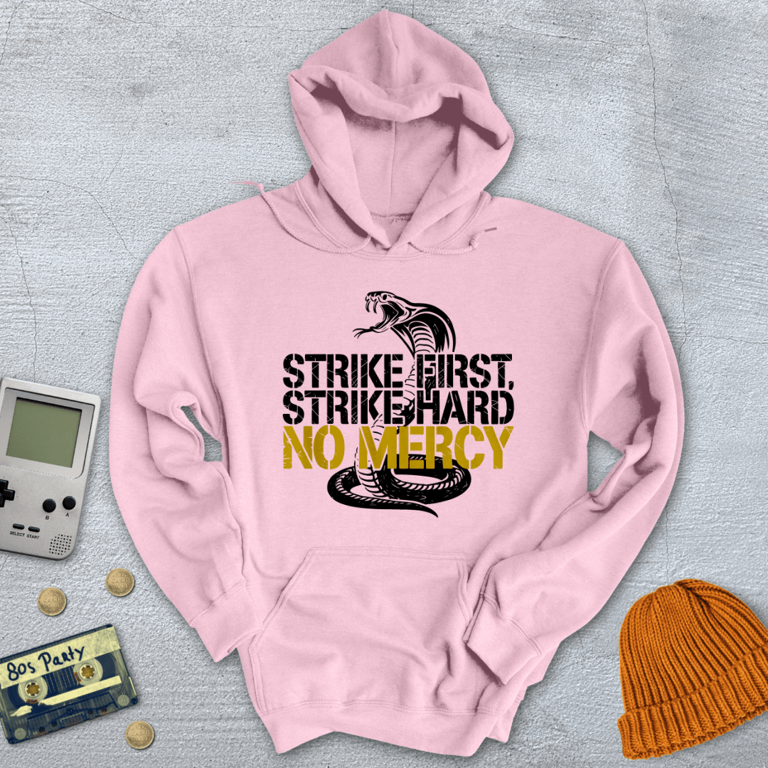 Printify Hoodie Light Pink / S Strike First - Hoodie