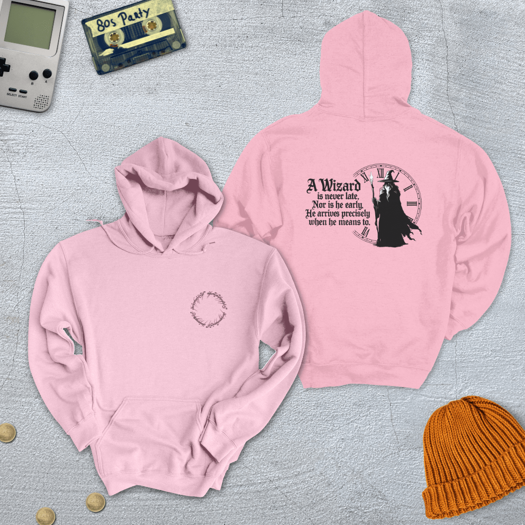 Printify Hoodie Light Pink / S Wizard never late - Hoodie