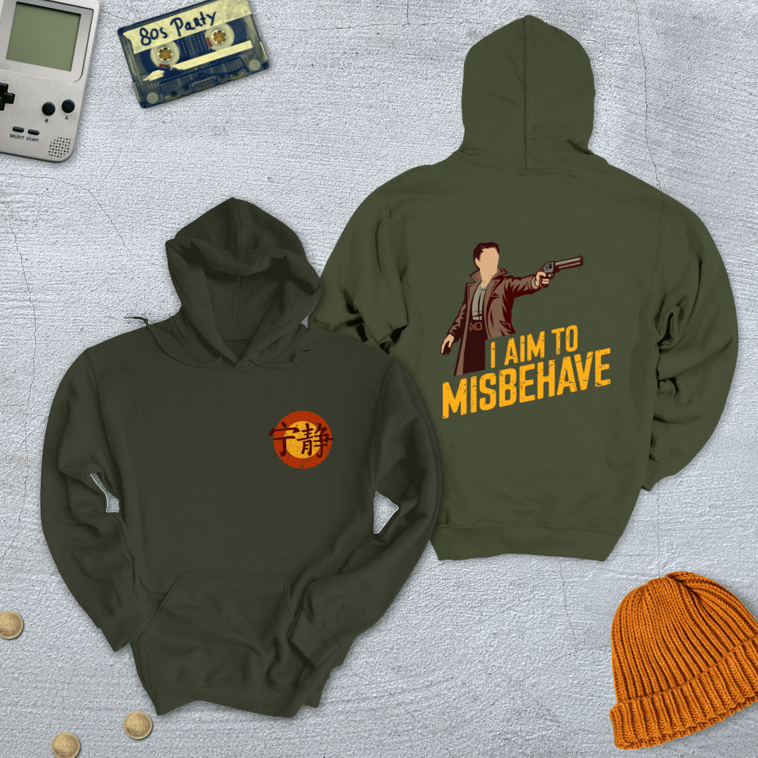 Printify Hoodie Military Green / S Aim to Misbehave - Hoodie