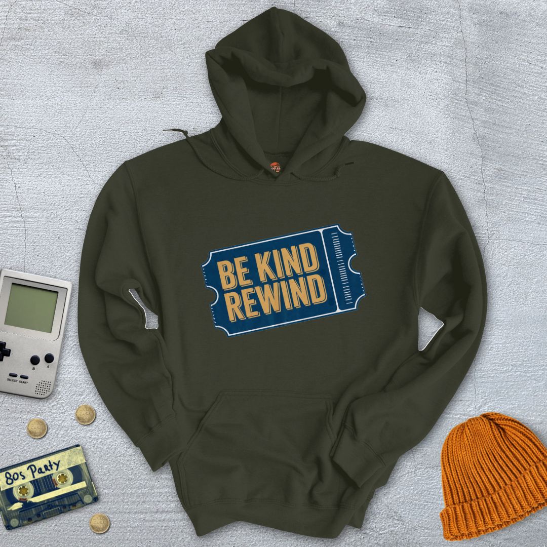 Printify Hoodie Military Green / S Be Kind Rewind - Hoodie
