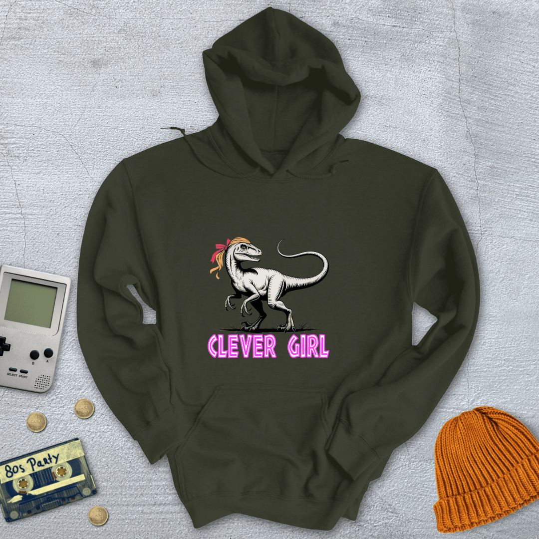 Printify Hoodie Military Green / S Clever Girl - Hoodie