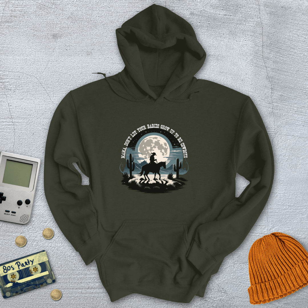 Printify Hoodie Military Green / S Cowboy Moon - Hoodie