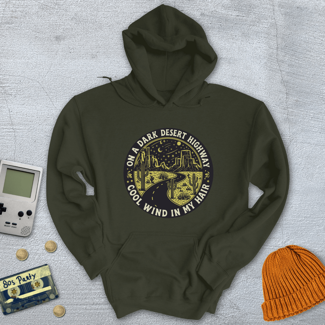 Printify Hoodie Military Green / S Dark Desert Highway - Hoodie