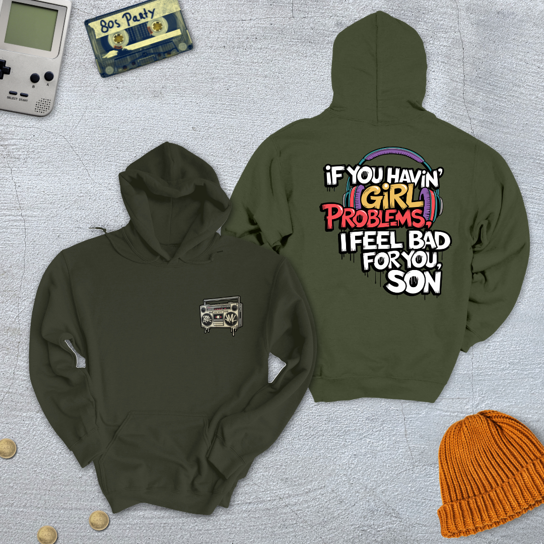 Printify Hoodie Military Green / S Girl Problems - Hoodie