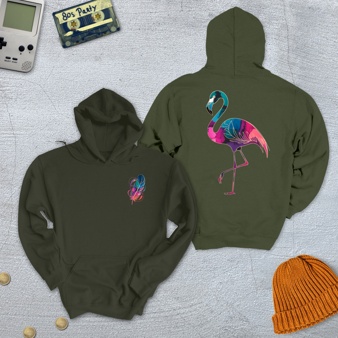 Printify Hoodie Military Green / S Gradient Flamingo - Hoodie