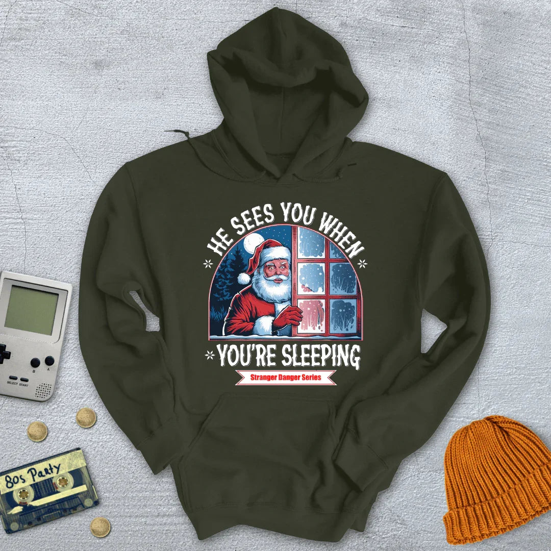 He Sees You When You're Sleeping - Hoodie - Throwback Paradise