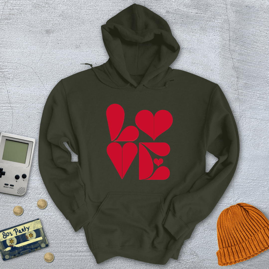 Printify Hoodie Military Green / S LOVE - Hoodie