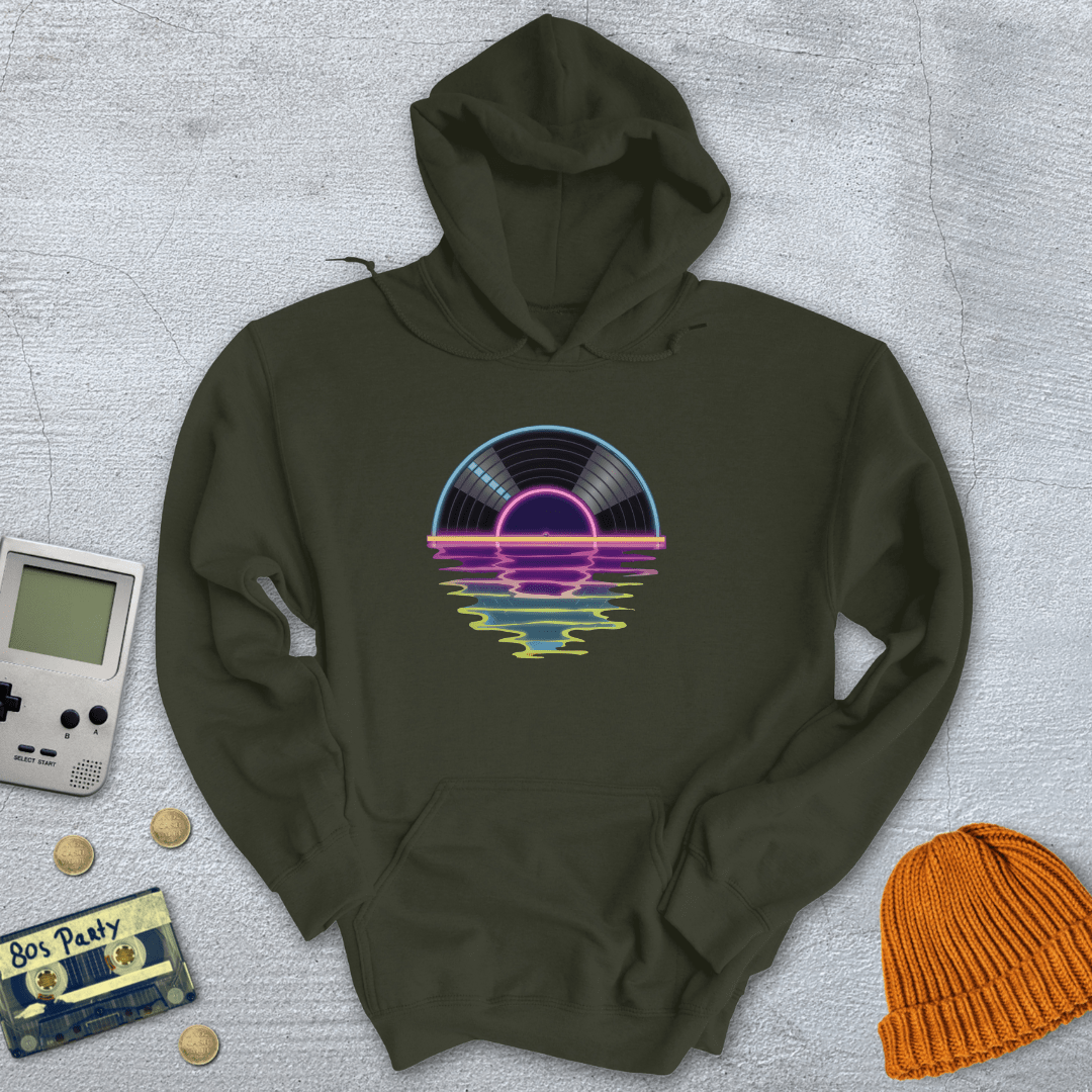 Printify Hoodie Military Green / S Record Sunrise - Hoodie