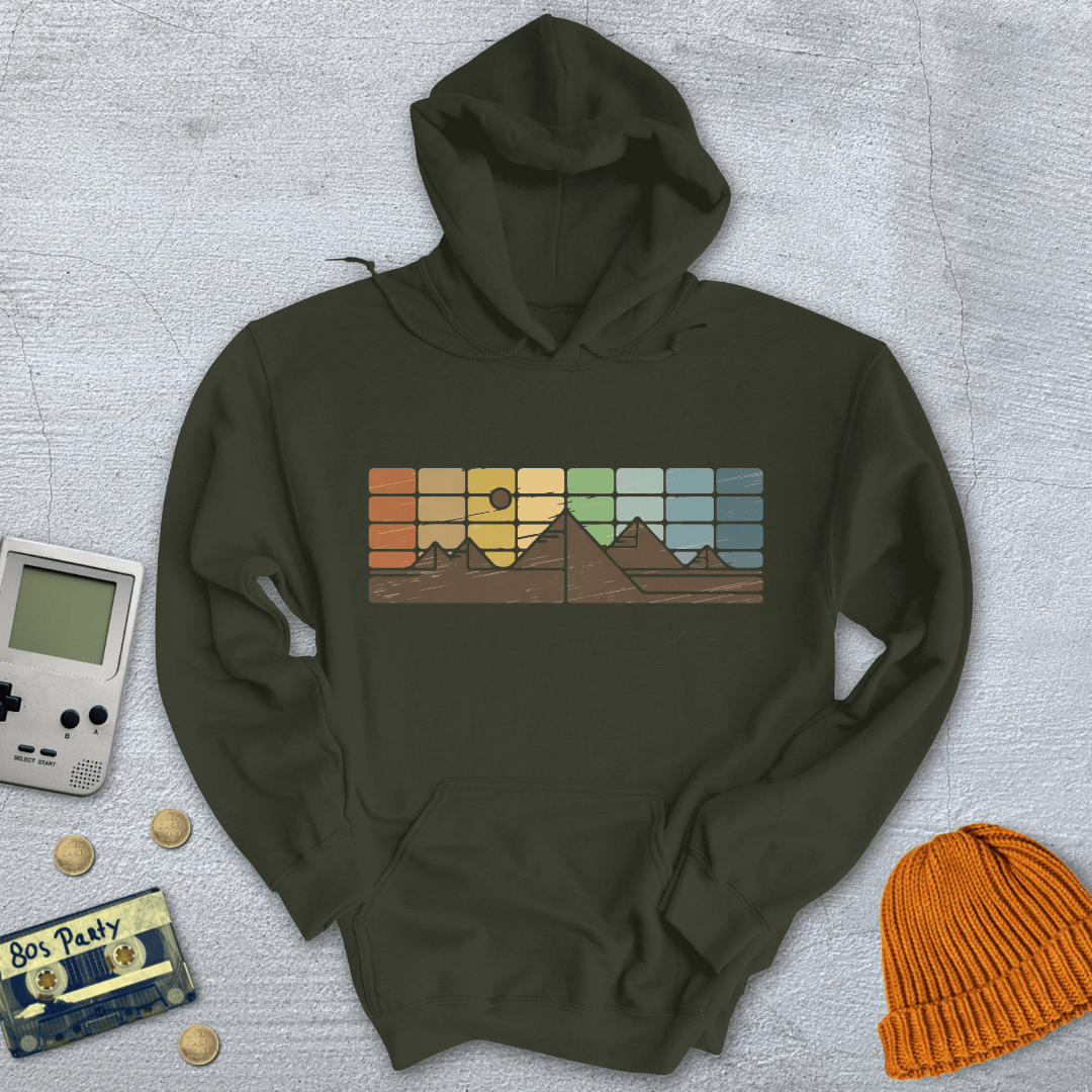 Printify Hoodie Military Green / S Retro Mountain Horizon - Hoodie