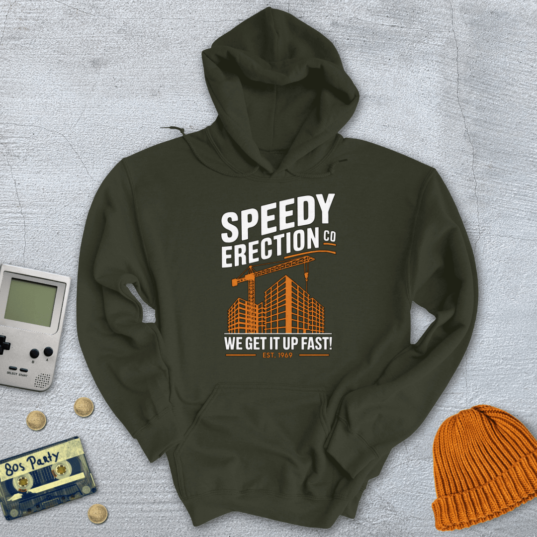 Printify Hoodie Military Green / S Speedy Erection - Hoodie
