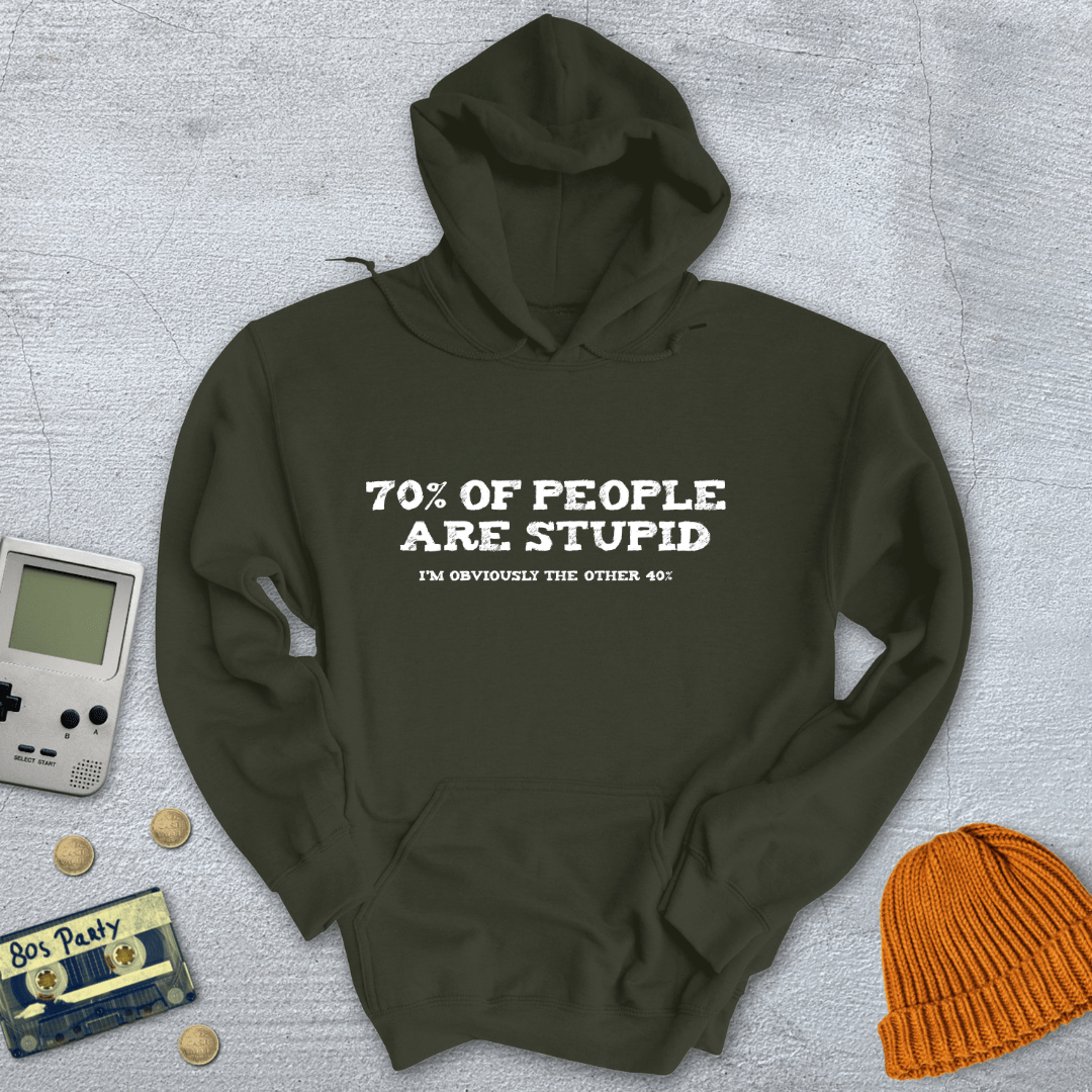 Printify Hoodie Military Green / S Stupid People - Hoodie