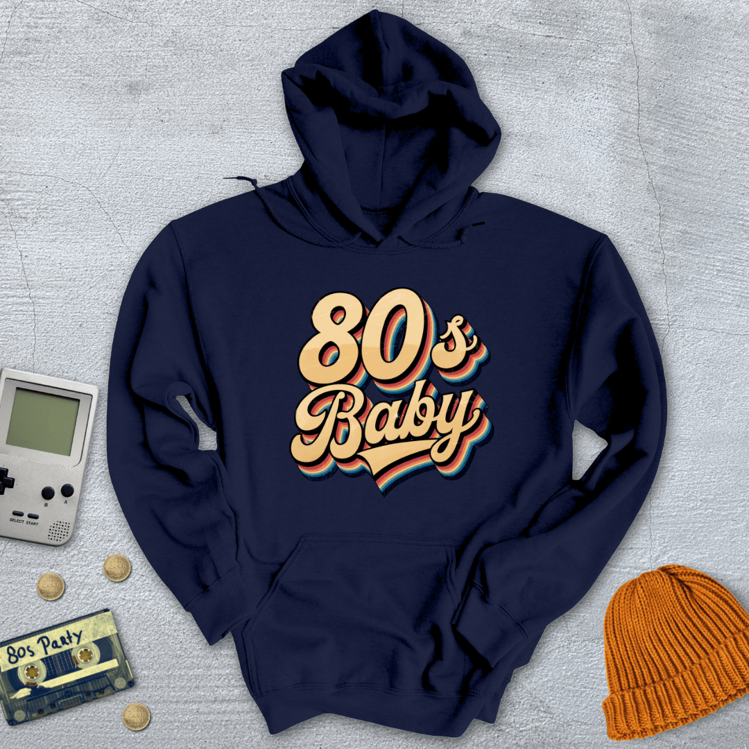 Printify Hoodie Navy / S 80s Baby - Hoodie