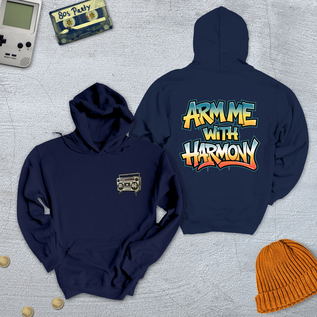 Printify Hoodie Navy / S Arm me with Harmony - Hoodie