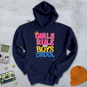 Printify Hoodie Navy / S Girls Rule - Hoodie
