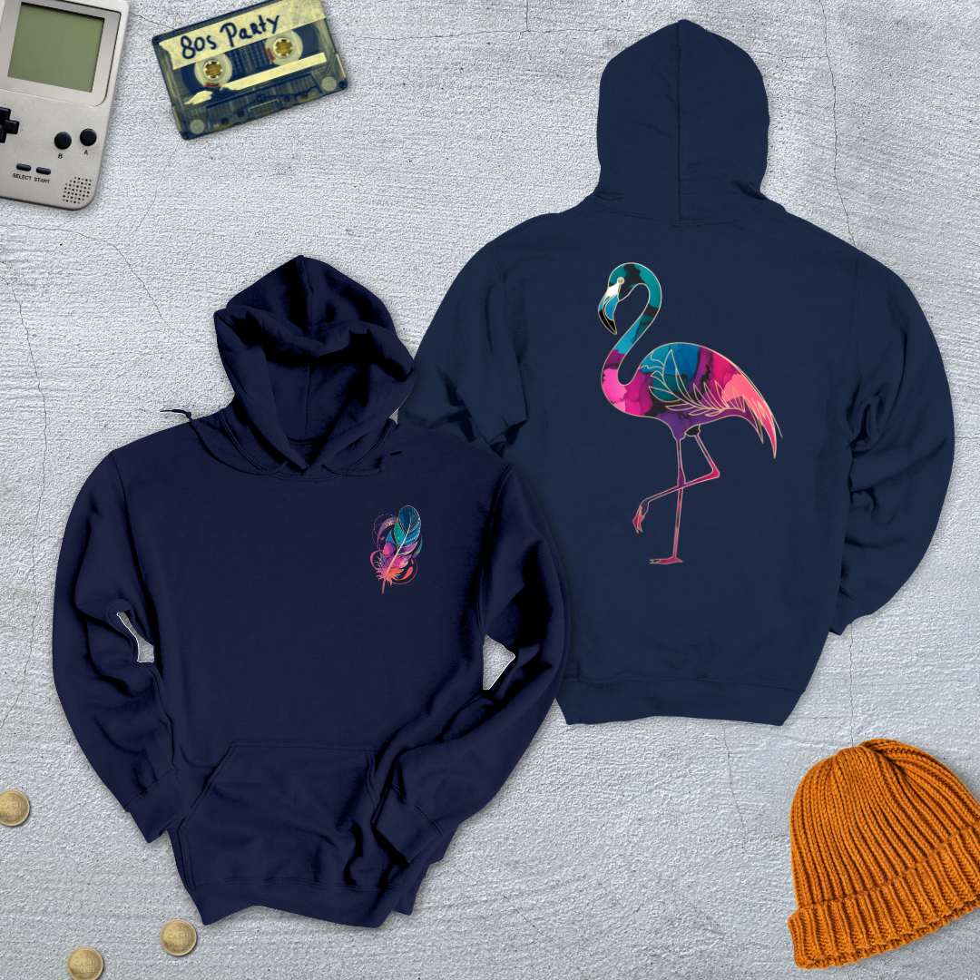 Printify Hoodie Navy / S Gradient Flamingo - Hoodie