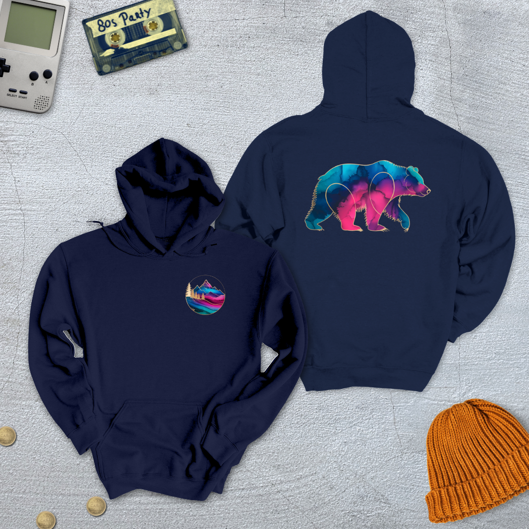 Printify Hoodie Navy / S Gradient Grizzly - Hoodie